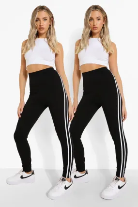 2 Pack Double Side Stripe Leggings