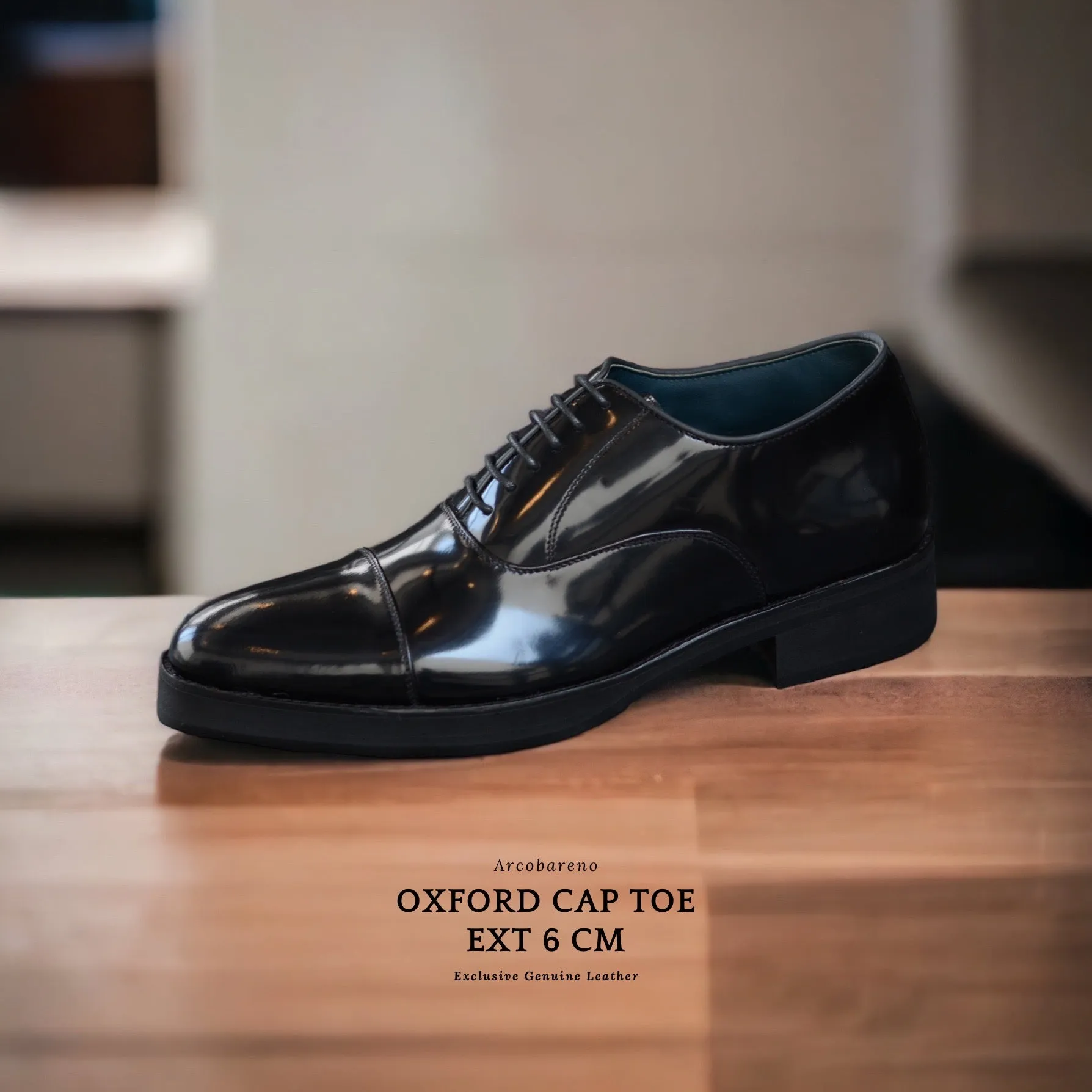 Oxford Cap Toe Piano Black Ext 6cm 502-1