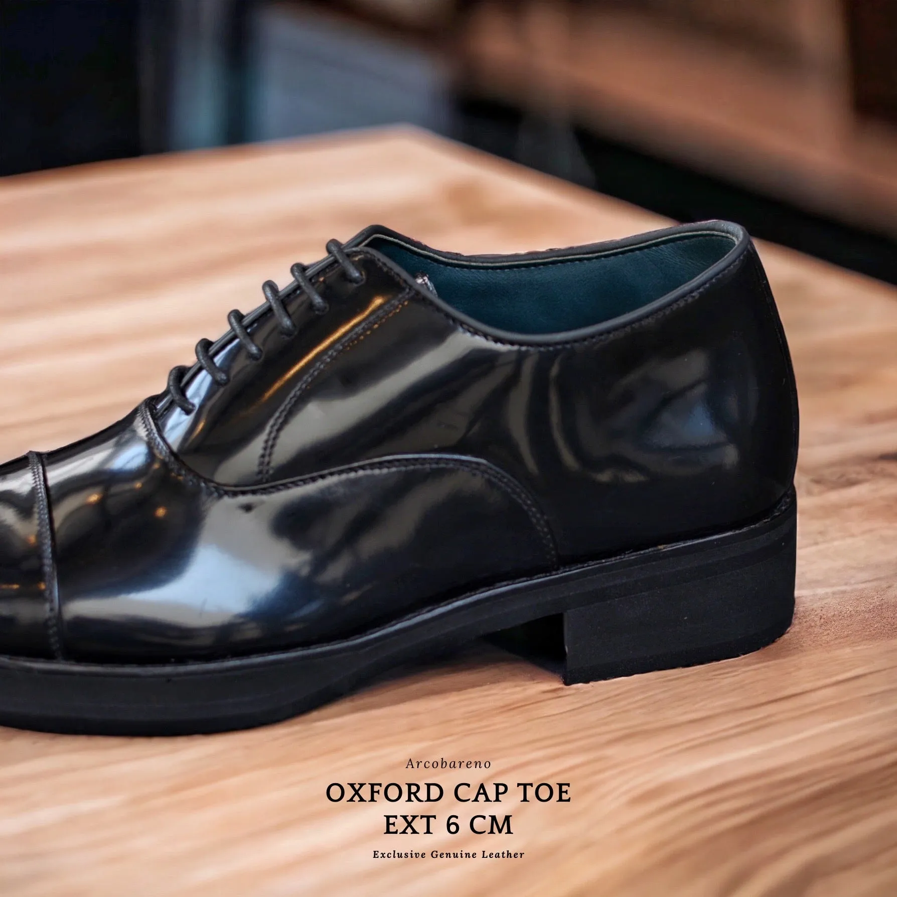 Oxford Cap Toe Piano Black Ext 6cm 502-1