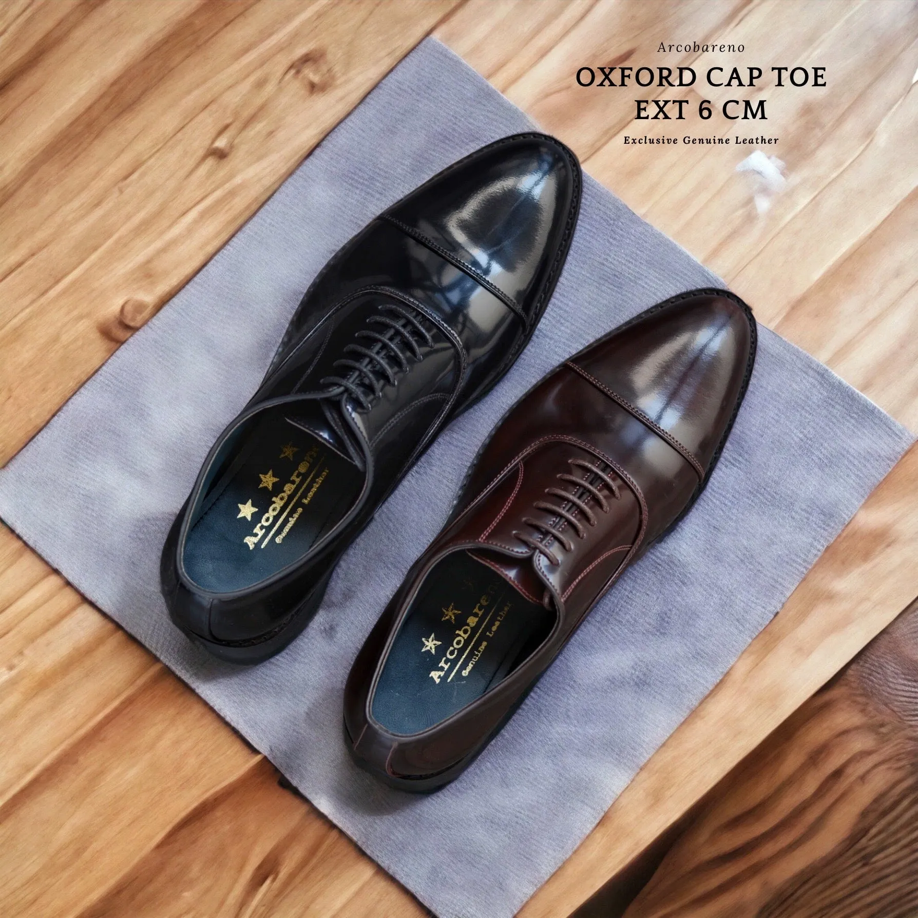 Oxford Cap Toe Piano Black Ext 6cm 502-1