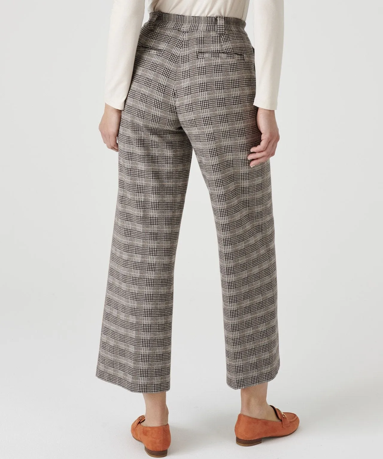 Trendy 7/8 Knitted Check Trousers for Women