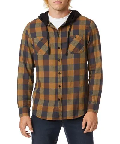 Yellow Plaid Flannel Hoodies for Men by UNIONBAY