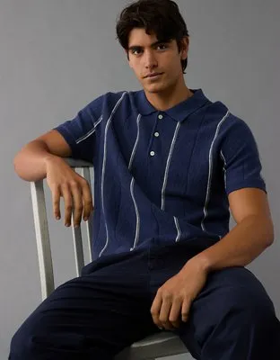 AE Striped Sweater Polo Shirt-