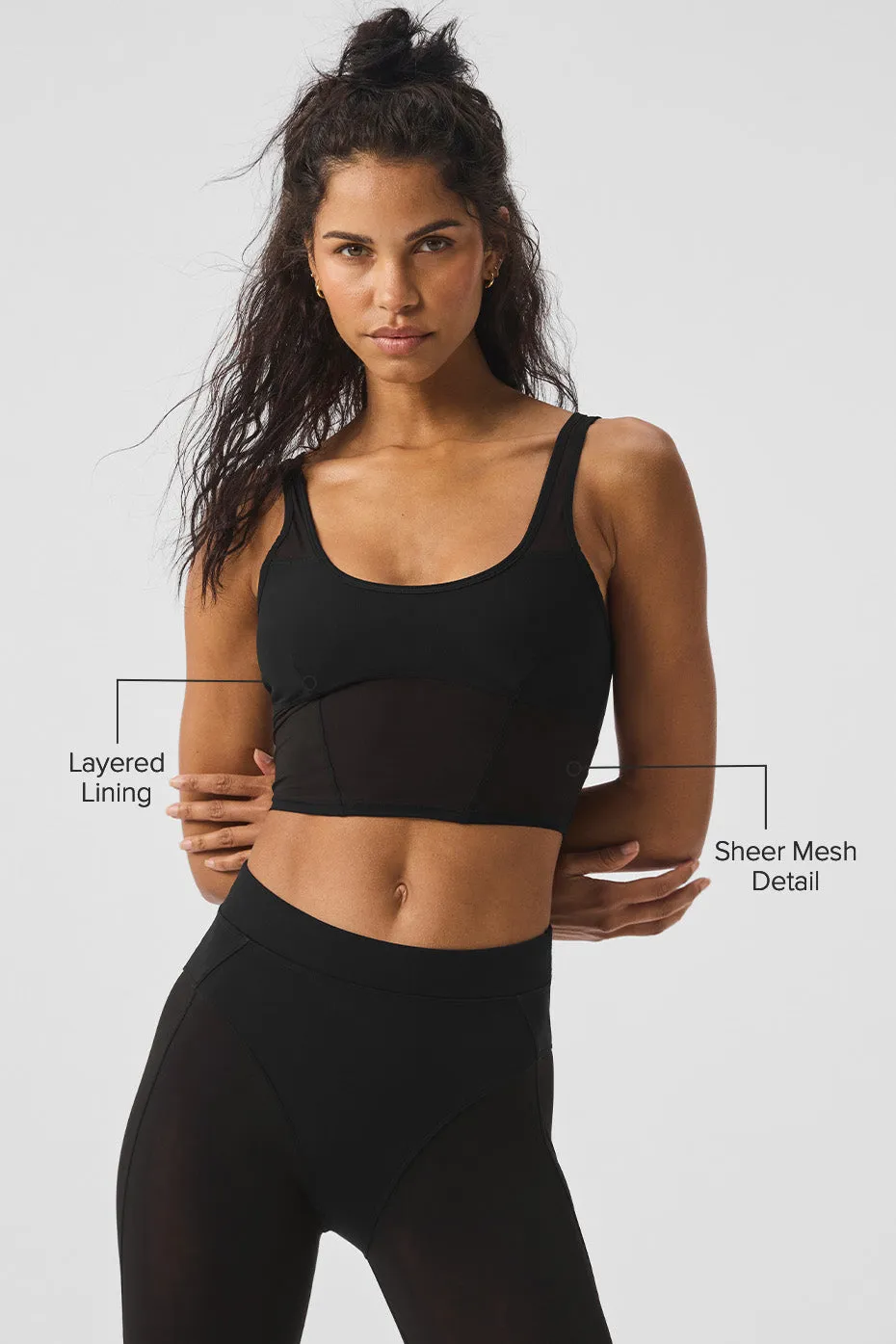 Airlift Mesh Cropped Tempo Tank - Black