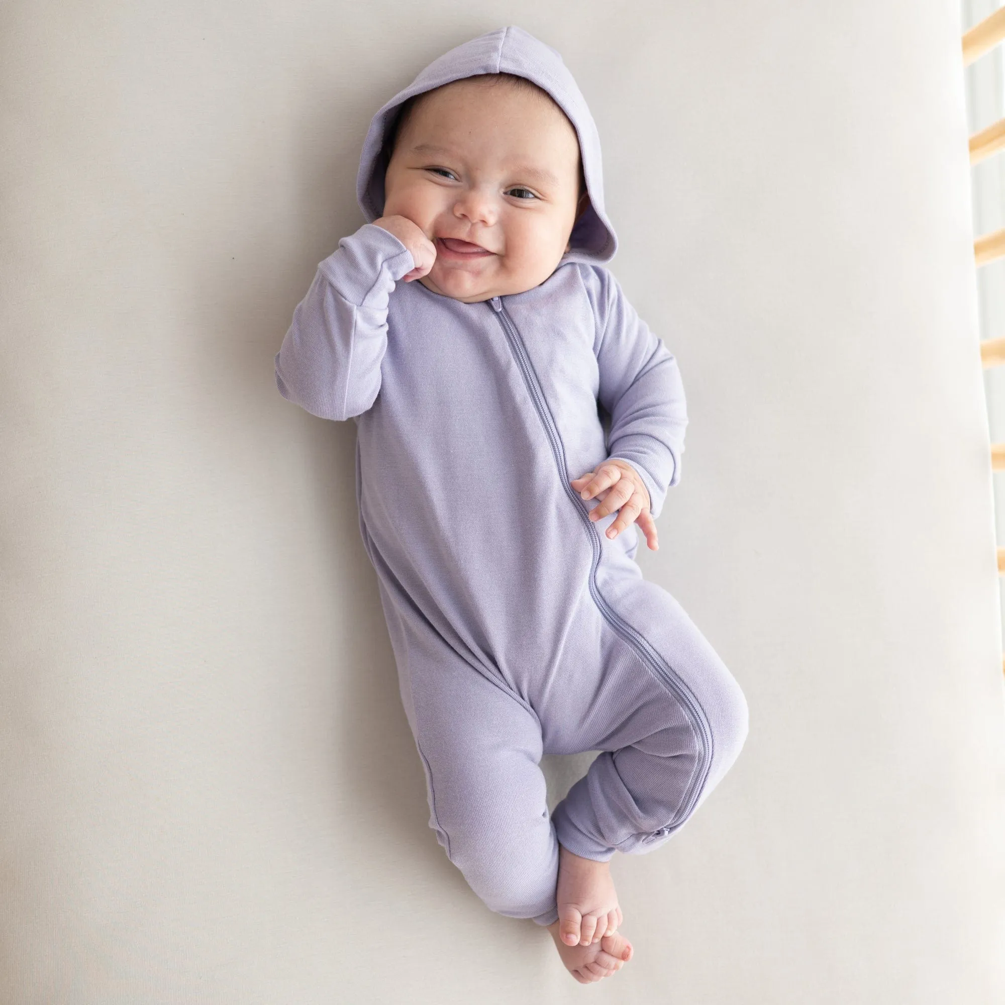 Taro Bamboo Jersey Hooded Zippered Romper