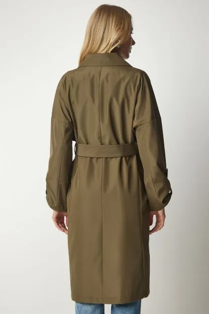 Belted trench coat for women