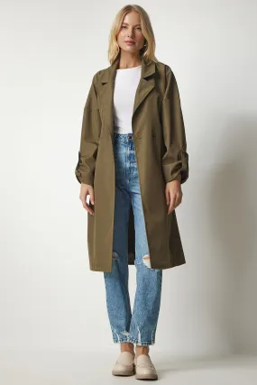 Belted trench coat for women