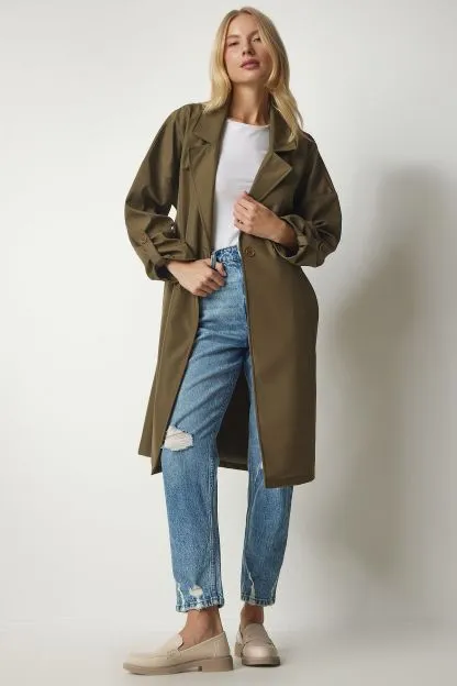 Belted trench coat for women