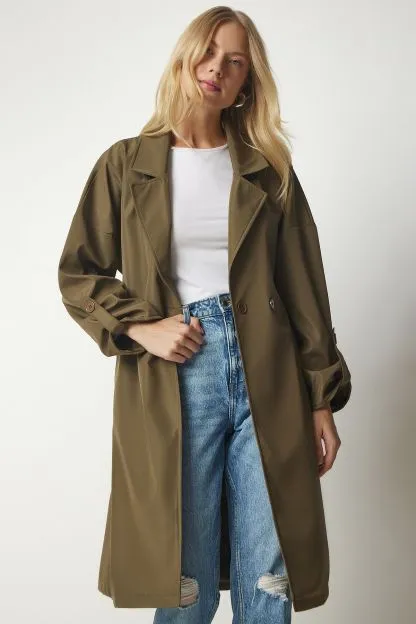 Belted trench coat for women