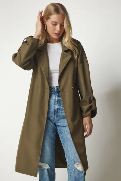 Belted trench coat for women