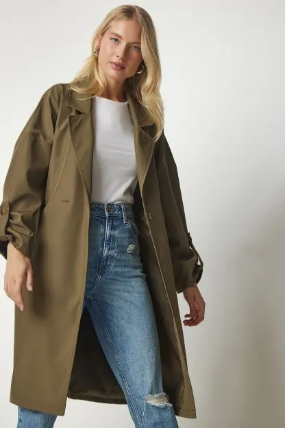 Belted trench coat for women