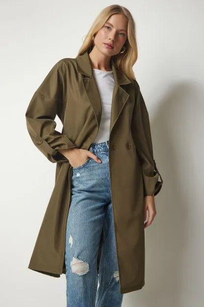 Belted trench coat for women