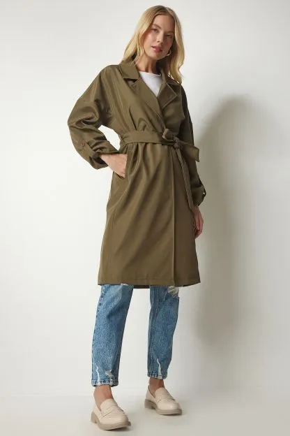 Belted trench coat for women