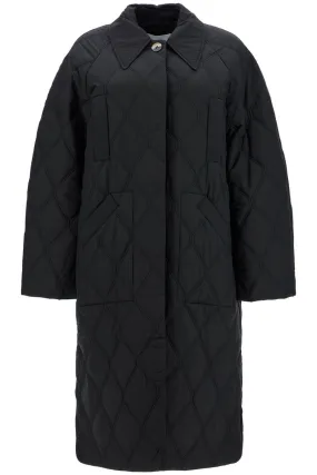 Black Ganni Long Quilted Puffer Coat