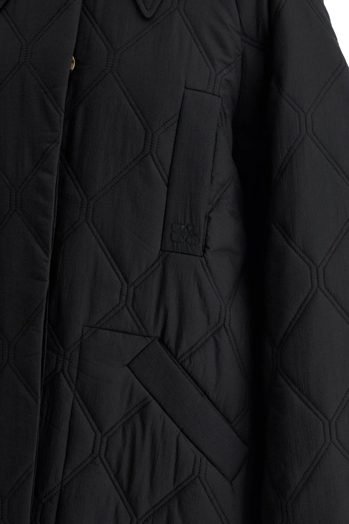 Black Ganni Long Quilted Puffer Coat