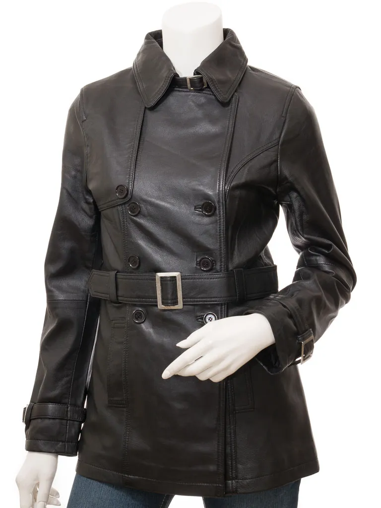 Black Leather Trench Coat for Women by Columbia