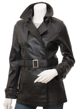 Black Leather Trench Coat for Women by Columbia