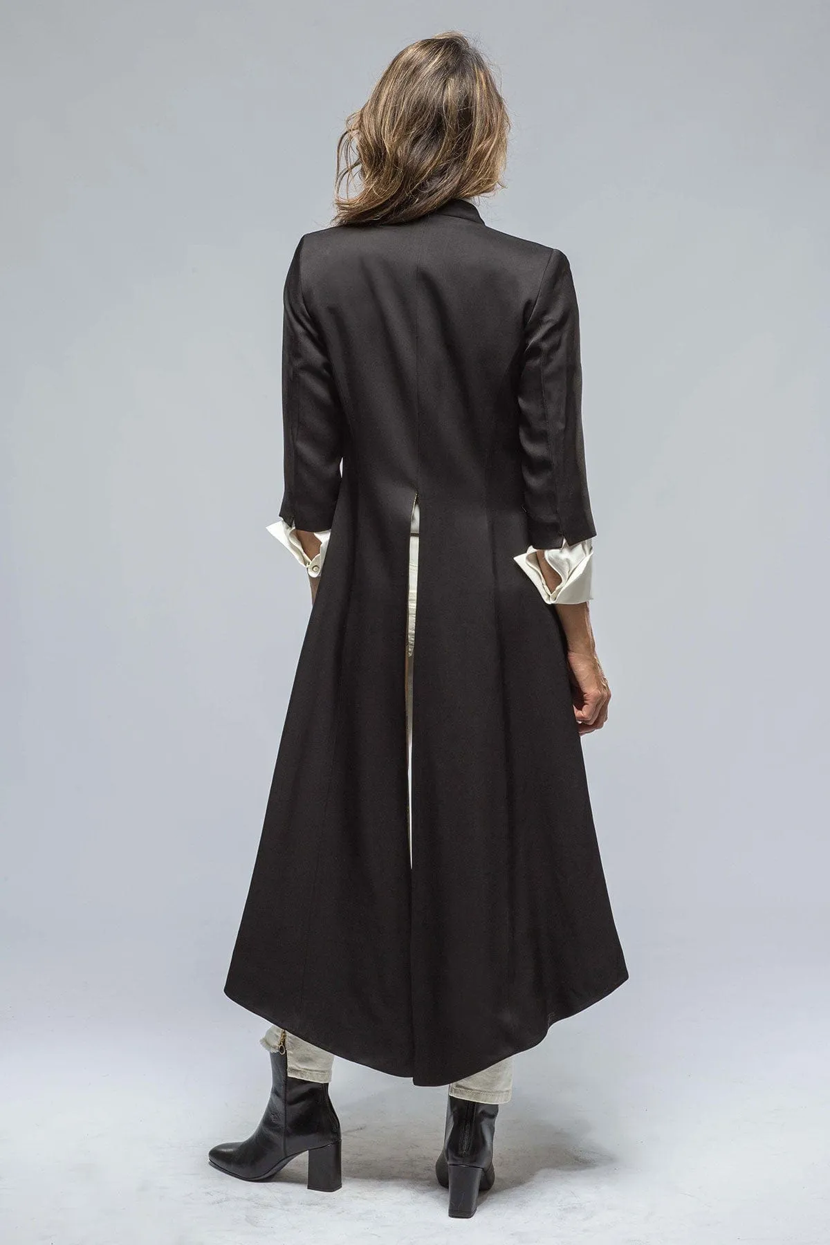 Black Sharkskin Morgana Long Coat