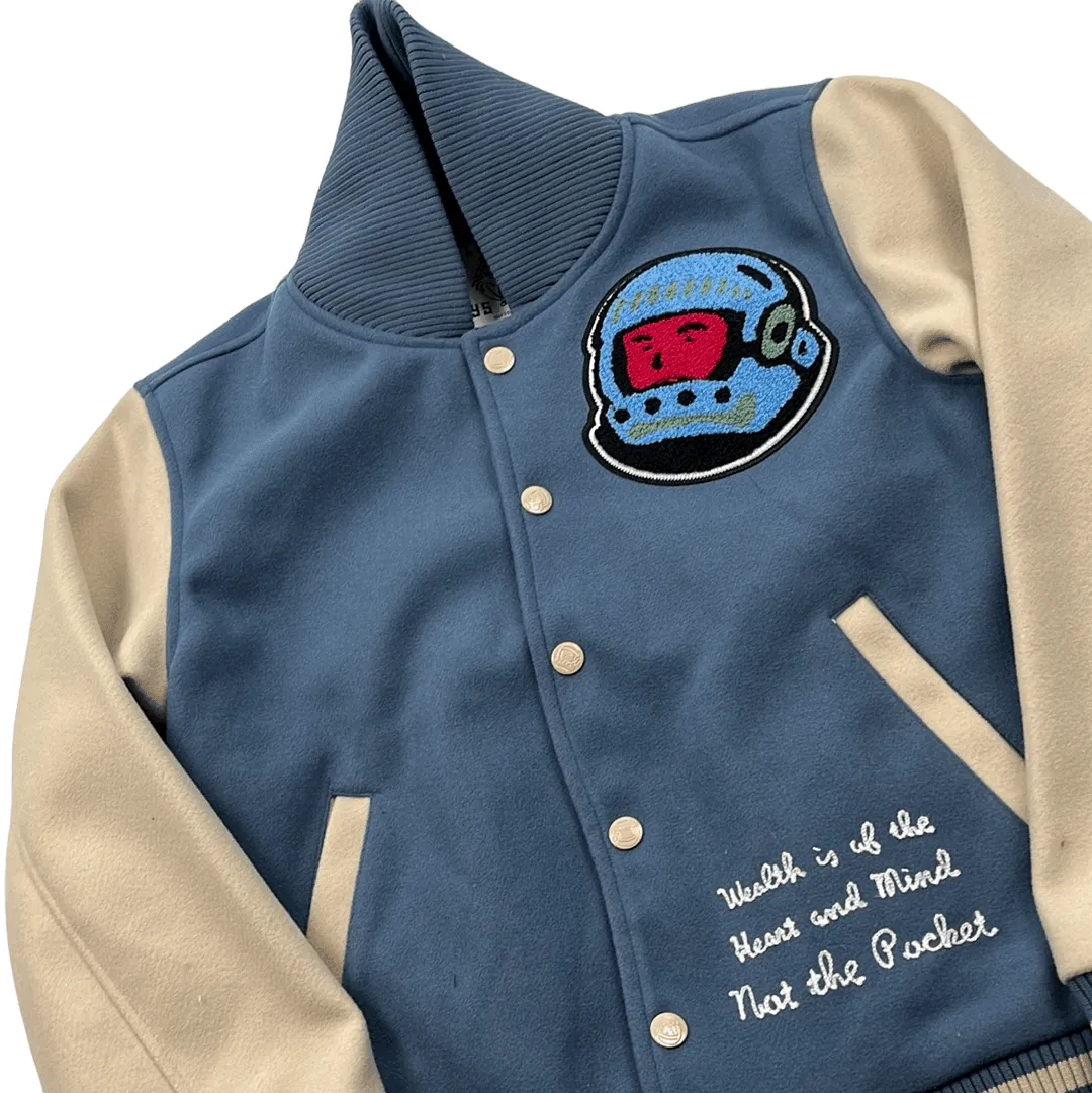 Blue Cream Billionaire Boys Club BBC Varsity Jacket Small