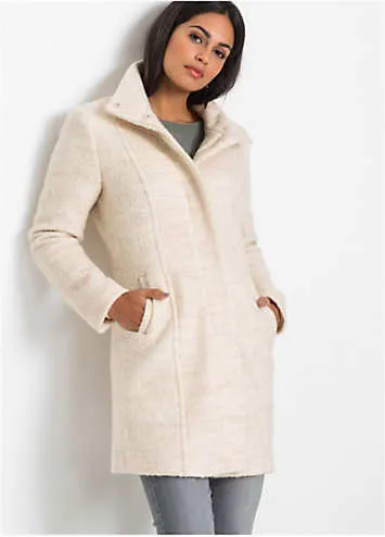 Short Wool Blend Coat.