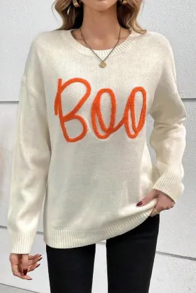 BOO Long Sleeve Sweater with Round Neck