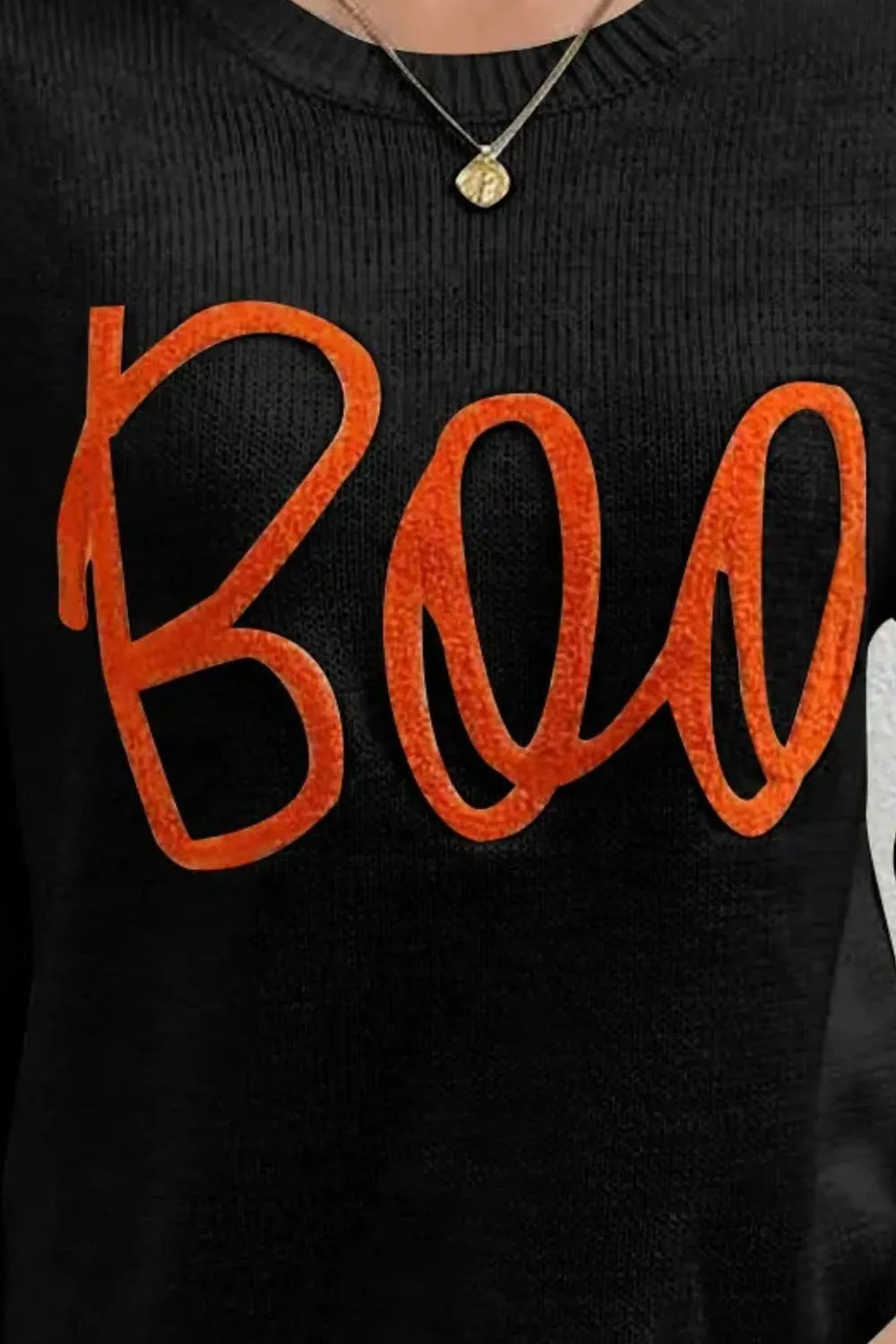 BOO Long Sleeve Sweater with Round Neck