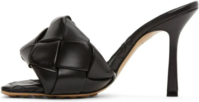 Black Bottega Veneta Intrecciato Lido Heeled Sandals