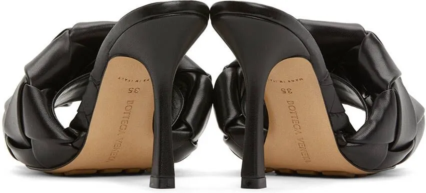 Black Bottega Veneta Intrecciato Lido Heeled Sandals