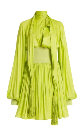 Bottega Veneta Mini Dress with Tassel Detail and Chintzed Fabric