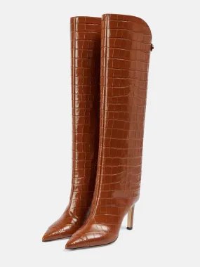 Brown Animal Print Knee-High Boots