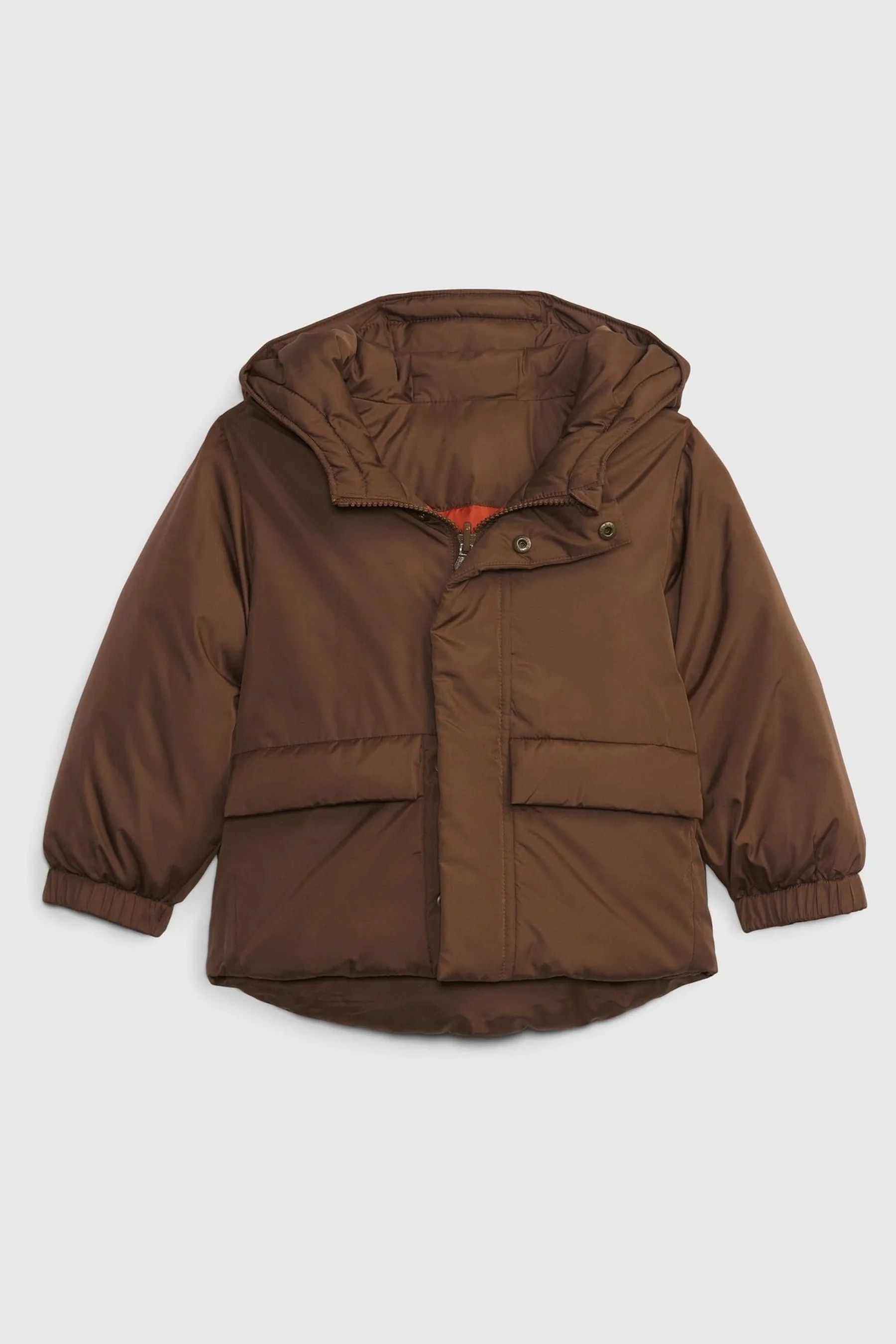 Waterproof Reversible Puffer Coat in Brown