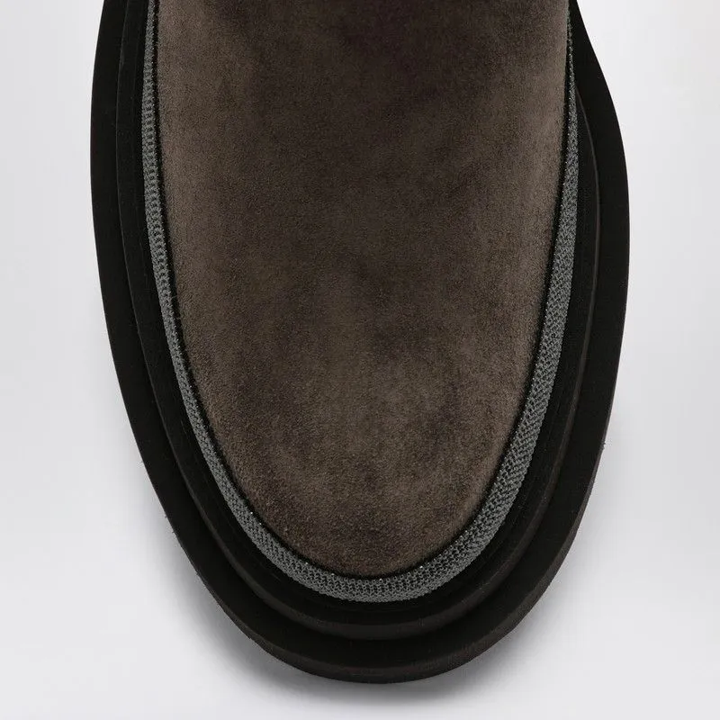 Brunello Cucinelli Elegant Brown Suede Chelsea Boots