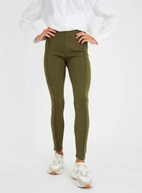 Khaki Smart Ponte Pintuck Leggings 22L - Tu