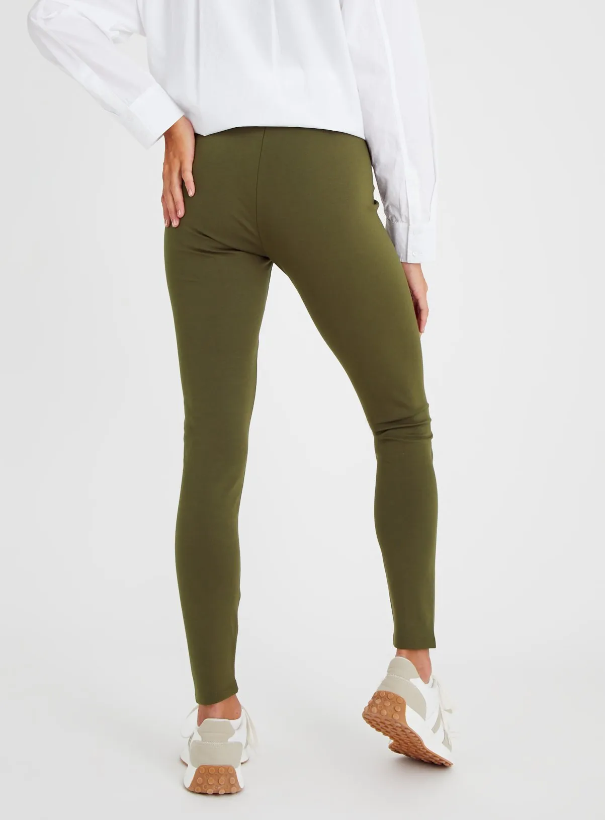 Khaki Smart Ponte Pintuck Leggings 22L - Tu