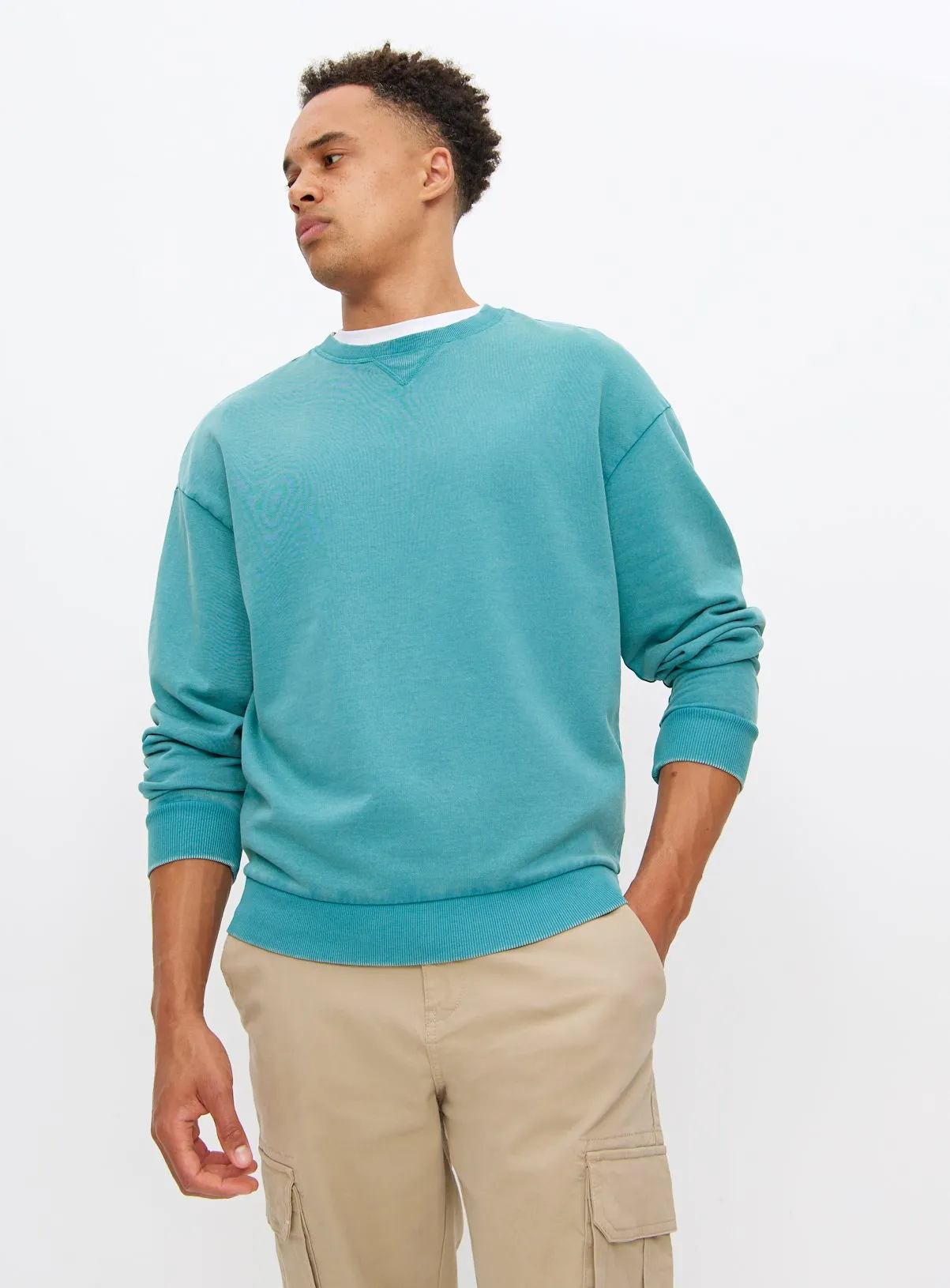 Buy Blue-Green Dye Crew Neck Sweatshirt Size 4XL | Shop Sweatshirts and Hoodies at Tu.