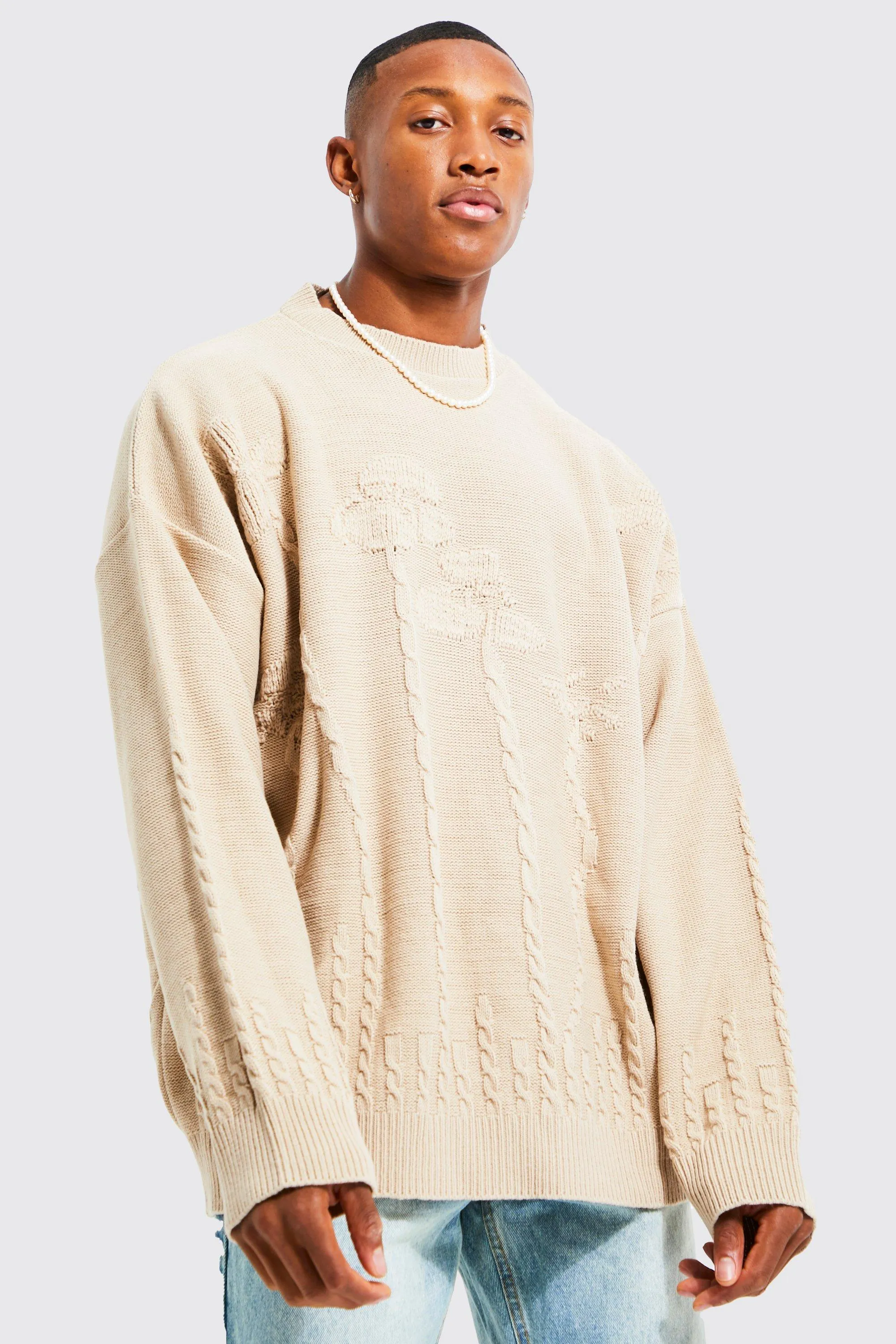 Cable Flower Oversized Knitted Jumper