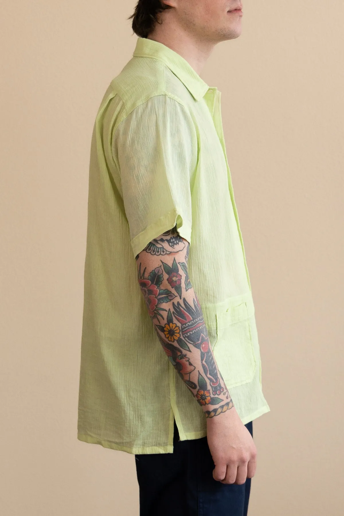 Camp Shirt - Lime Cotton Crepe
