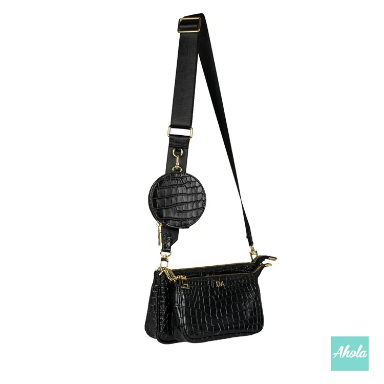 Carole Genuine Cow Leather Crossbody Bag Crocodile Pattern