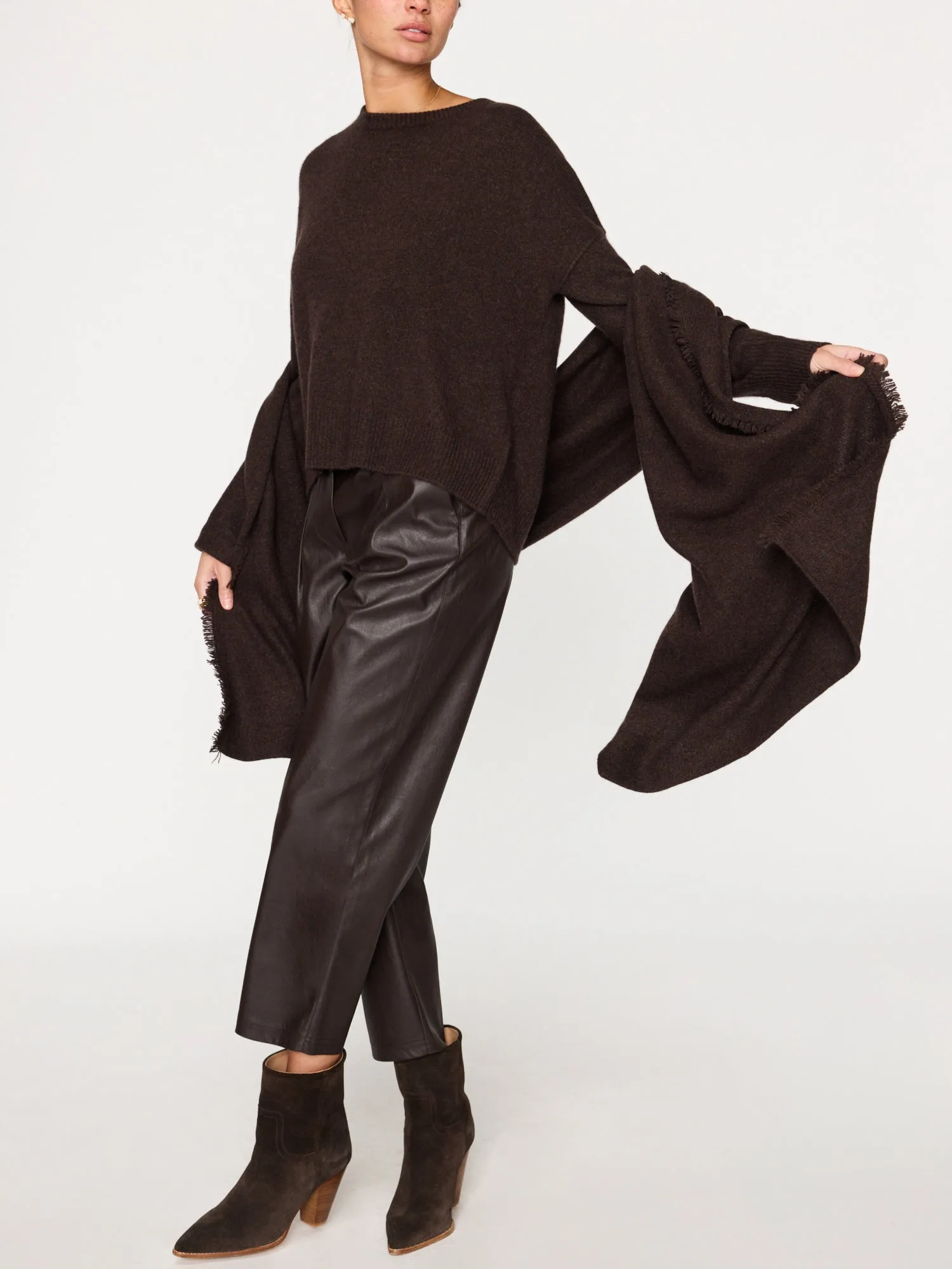 Cashmere Shawl with Fringe Trim in Black