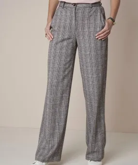 Check Print Wide-leg Trousers for Women