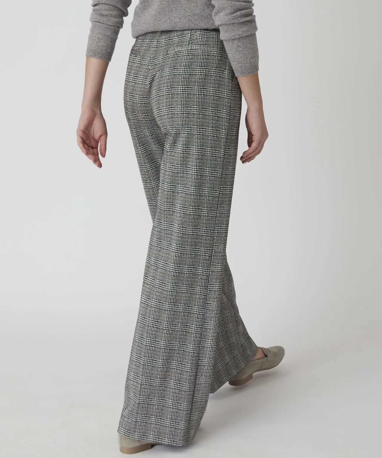 Check Print Wide-leg Trousers for Women