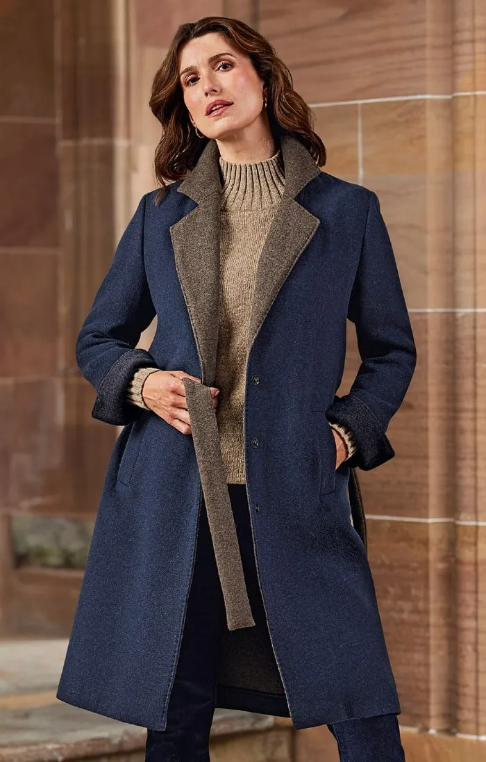 Checked Wool Blend Coat for Women