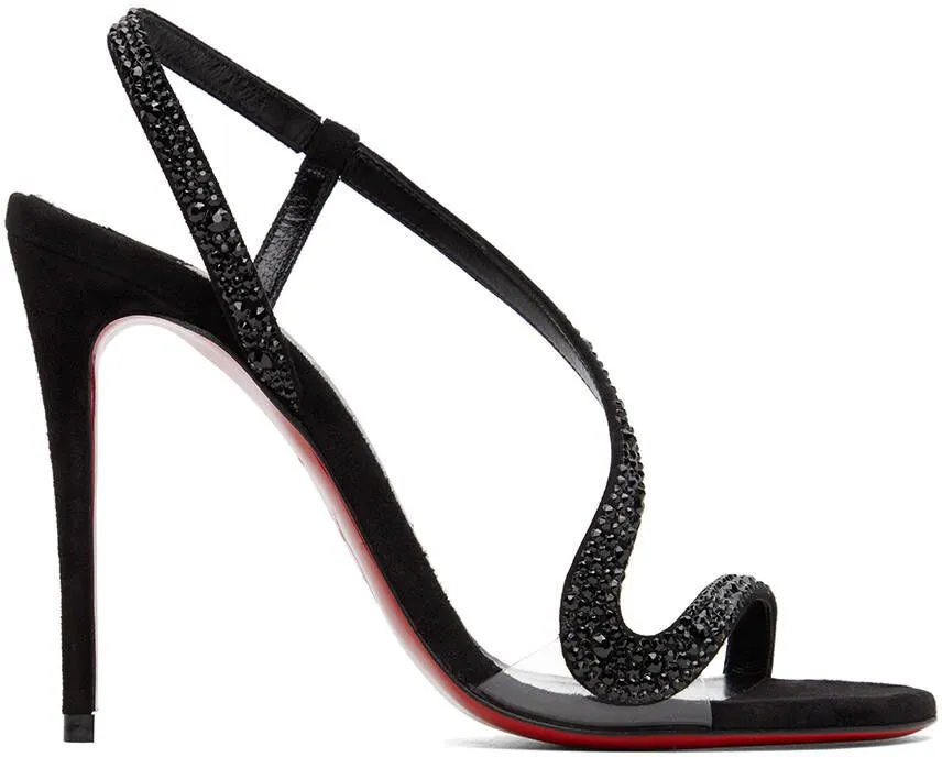 Black Christian Louboutin Rosalie Strass 100 Heeled Sandals