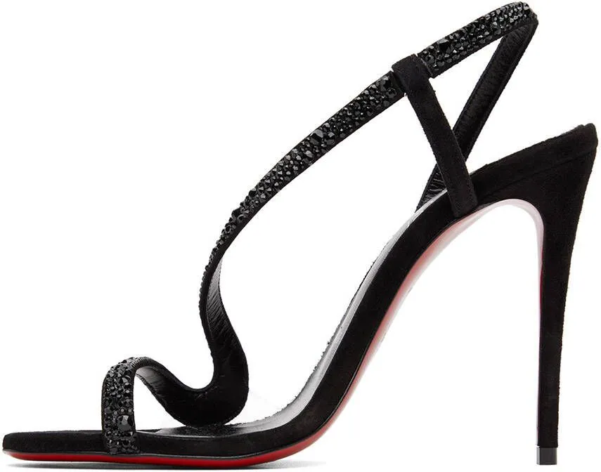 Black Christian Louboutin Rosalie Strass 100 Heeled Sandals