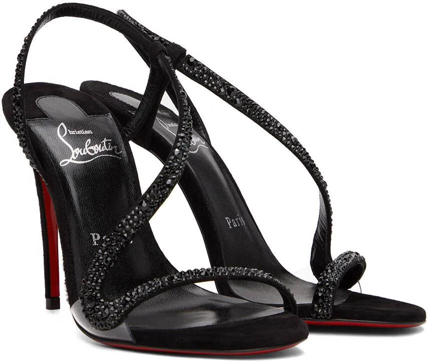 Black Christian Louboutin Rosalie Strass 100 Heeled Sandals