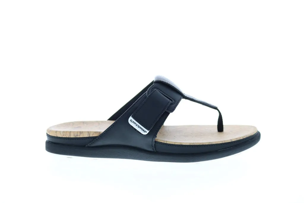 Clarks Step June Reef 26144112 Womens Black Synthetic Strap Flip-Flops Sandals Shoes