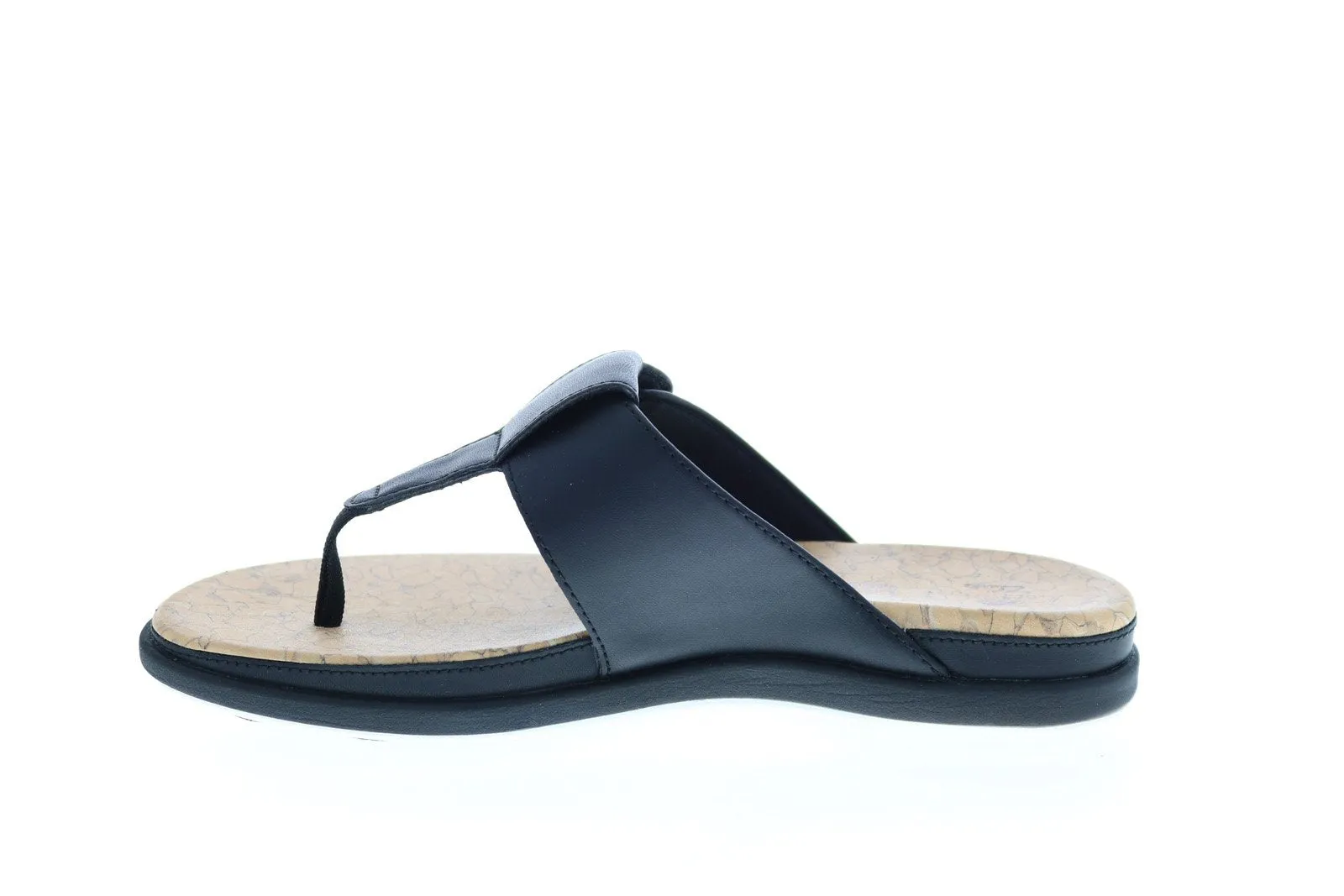 Clarks Step June Reef 26144112 Womens Black Synthetic Strap Flip-Flops Sandals Shoes