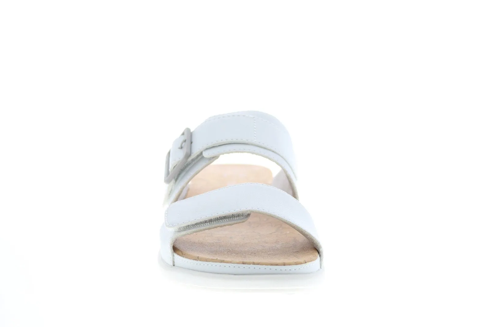 Clarks Step June Sun Womens White Synthetic Hook and Loop Slides Sandals Shoes