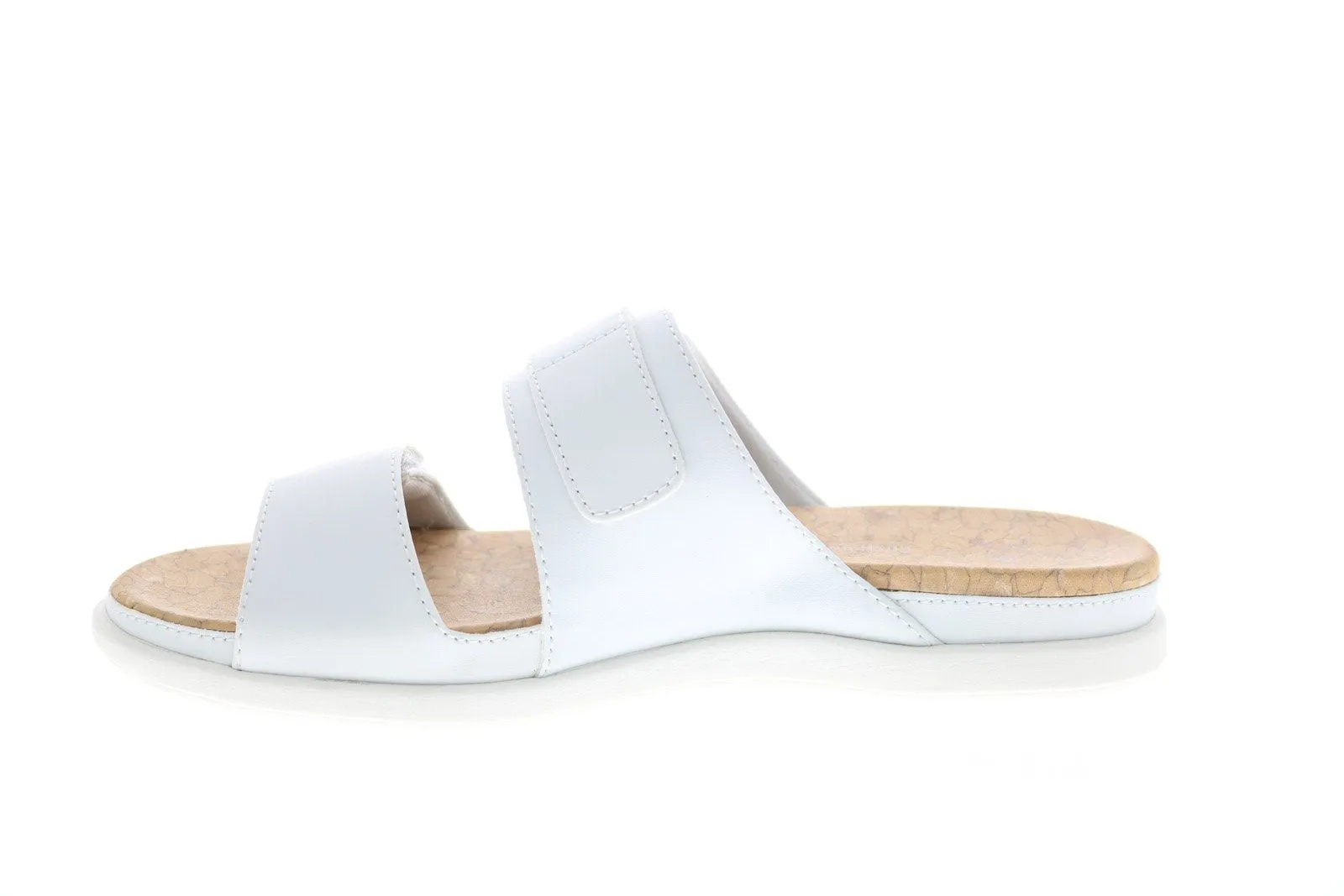 Clarks Step June Sun Womens White Synthetic Hook and Loop Slides Sandals Shoes