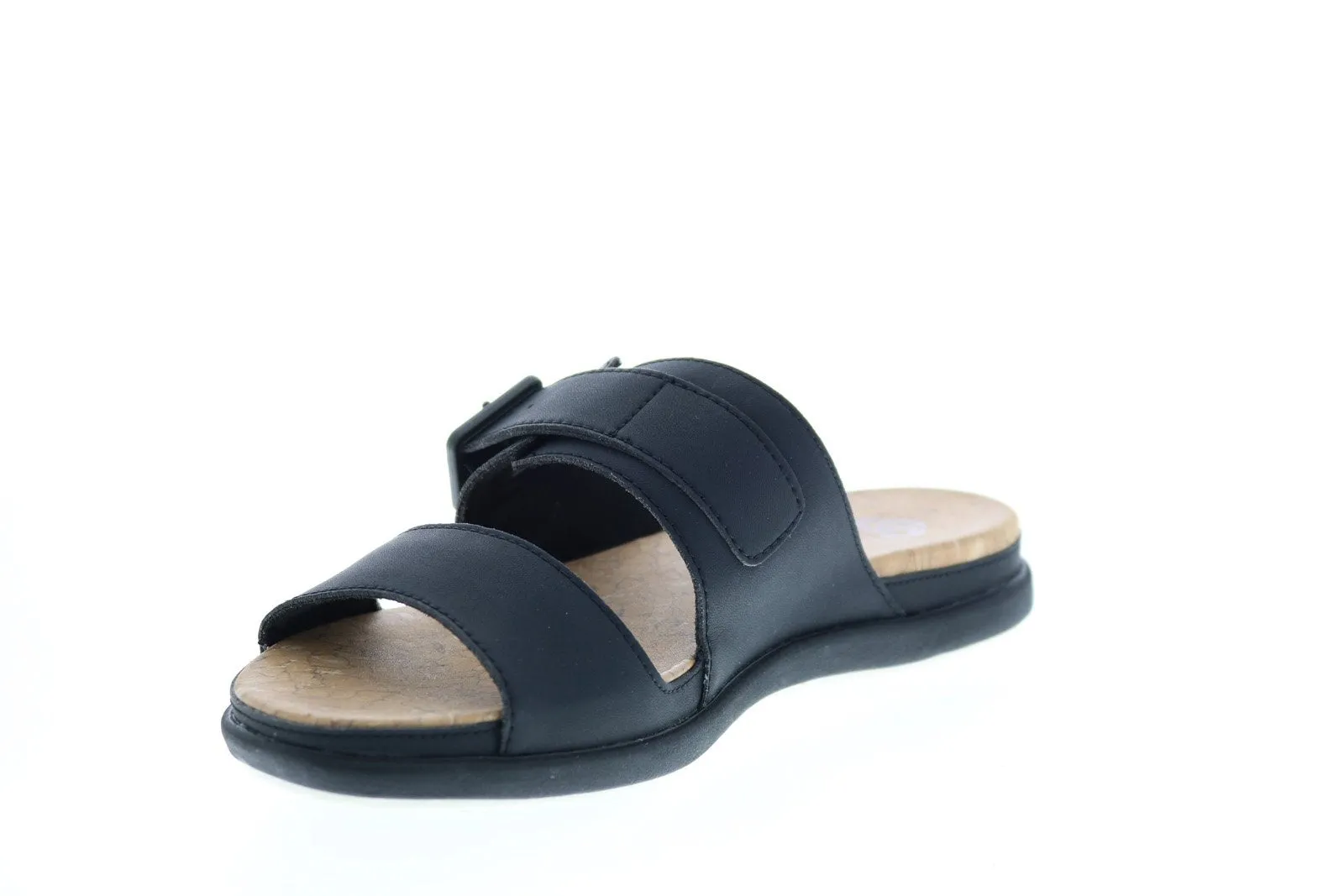 Clarks Step June Tide Womens Black Synthetic Hook and Loop Slides Sandals Shoes